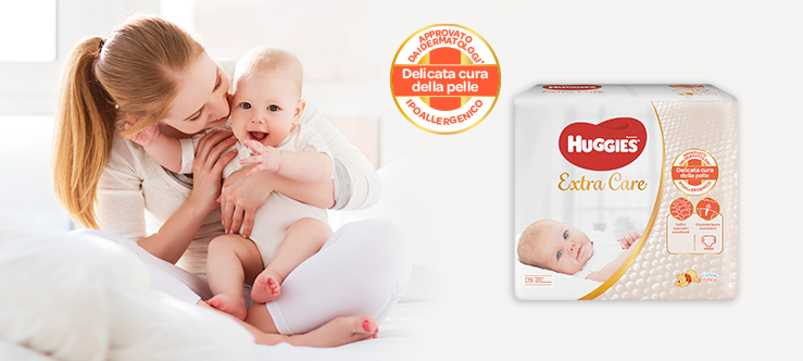 hugges + pannolino+ extra care bebè+ protezione+ cuscinetti assorbenti+ bnda elastica in vita+ indicatore di bagnato