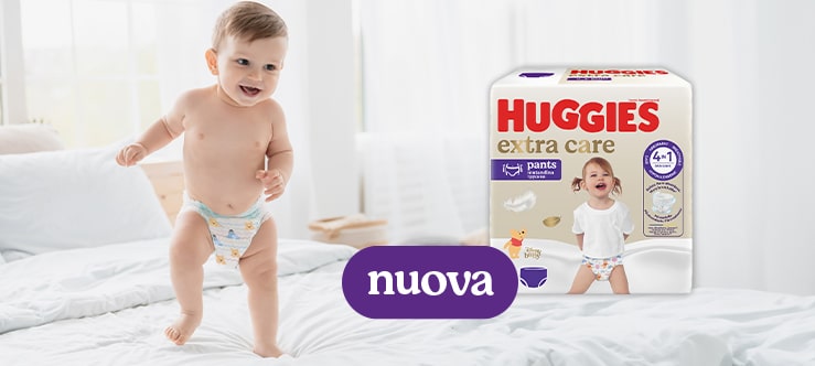 Huggies +pannolino mutandina + extra care mutandina + indicatore di bagnato + micropori + barriere